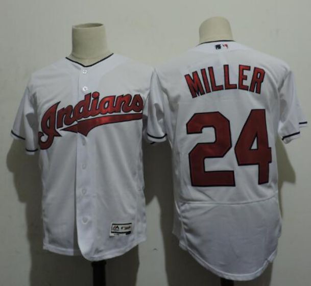 Men Cleveland Indians #24 MILLER White Elite MLB Jerseys->cleveland indians->MLB Jersey
